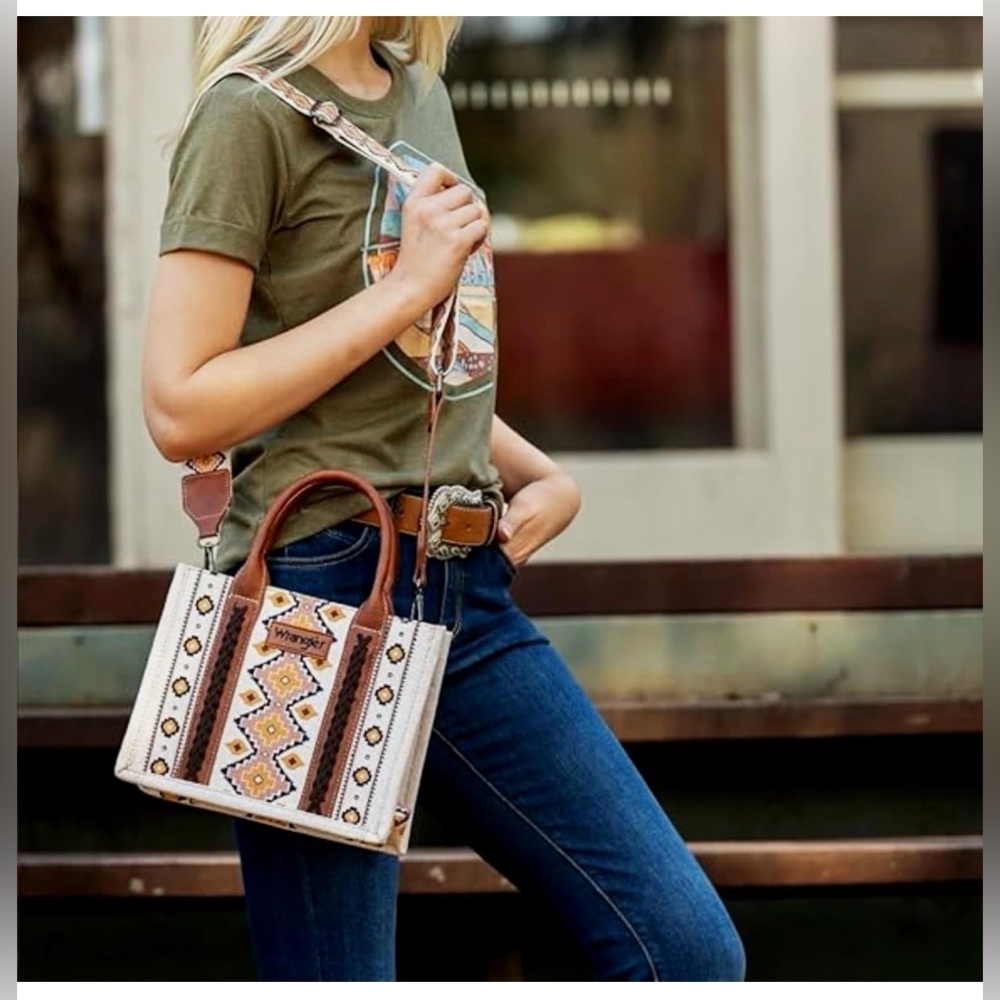 Wrangler Brown and Cream Patterned Tote - Picture 3 of 6